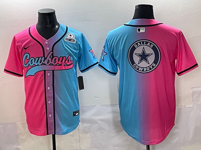 Men 2025 Dallas Cowboys Blank Blue pink Nike Limited NFL Jersey style 0018
